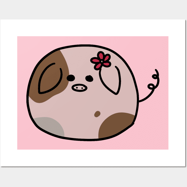 Fat Round Flower Pig Wall Art by saradaboru